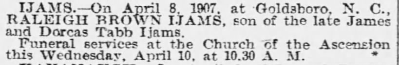 The Baltimore Sun, 10 April 1907, page 4.