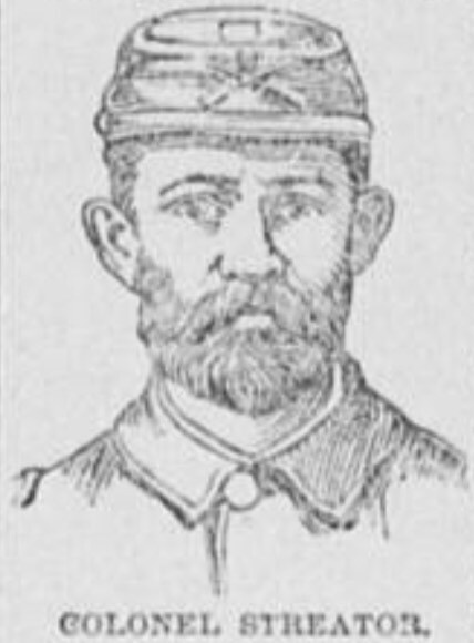 Lieutenant Colonel J. B. R. Streator of the Tenth Regiment — the officer who heard the cheers from inside his tent and ordered the punishment.